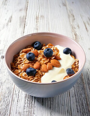 Bowl de cereal con arándanos