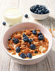 Bowl de cereal con arándanos