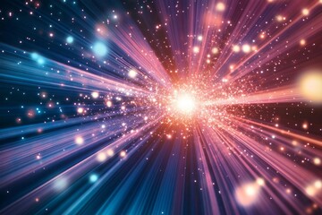 Naklejka premium Abstract Cosmic Light Rays Burst From Central Point