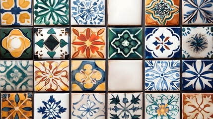 A Stunning Collection of Colorful Ceramic Tiles Featuring Intricate Moroccan-Inspired Patterns with Geometric Designs
