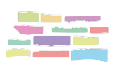 Set of torn paper fragments isolated on background, Vector illustration