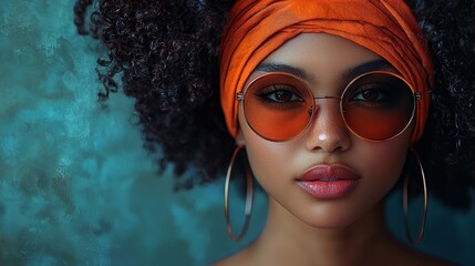 Generate a digital watercolor portrait of an individual with a modern hairstyle and chic accessories, utilizing a bold color palette