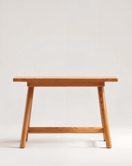 Fototapeta premium Wooden table showcases minimalist design in serene indoor setting with soft lighting, perfect for modern living spaces or cozy cafés