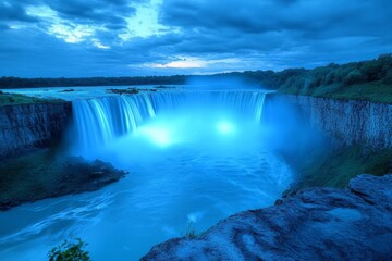 Fototapeta premium Niagara Falls at Night Majestic Waterfalls Cascading