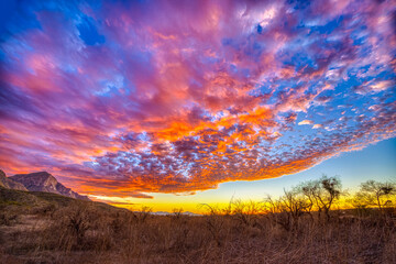 USA, Arizona, Tucson. Sunset on Catalina Mountains.
