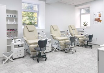 Beauty salon cabinet for manicure and pedicure