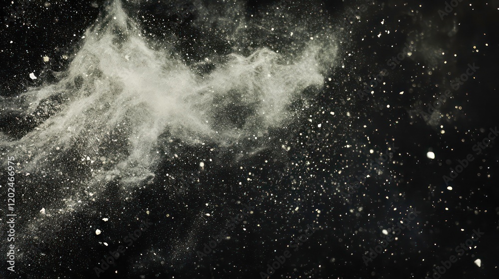 Wall mural dust and scratches on a black grunge background, creating an aged photo effect with copy space