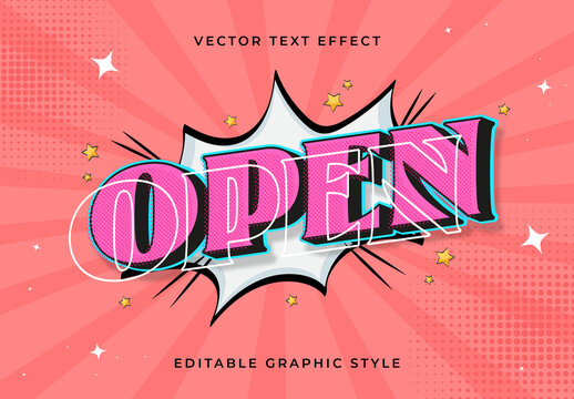 Pink and Blue Comic Text Pop Art Font. Halftone Bold Text Effect