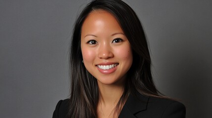 Fototapeta premium Smiling Asian Woman Portrait, Professional Headshot, Corporate Businesswoman