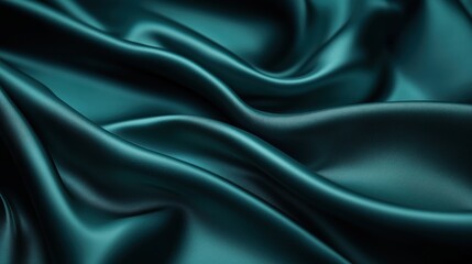 Obraz premium Emerald green luxury silk fabric with smooth folds and soft flowing texture