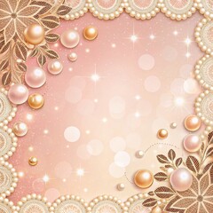 A Luxurious Blush Pink And Champagne Gold Background With Pearls And Lace Patterns, Ideal For Weddings, Anniversaries, And Jewelry Promotions, Enhancing Romantic And High-End Concepts.