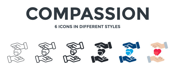 Compassion Icon In Different Style Vector Illustration. Designed In Thin Line, Regular Line, Bold Line, Glyph, Color Fill, And Flat Style Can Be Used For Web