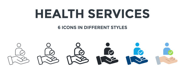 Health Services Icon In Different Style Vector Illustration. Designed In Thin Line, Regular Line, Bold Line, Glyph, Color Fill, And Flat Style Can Be Used For Web
