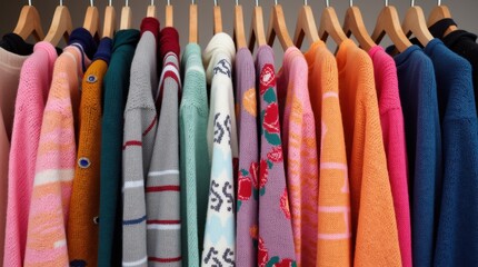 Vibrant Sweaters Displayed in a Boutique