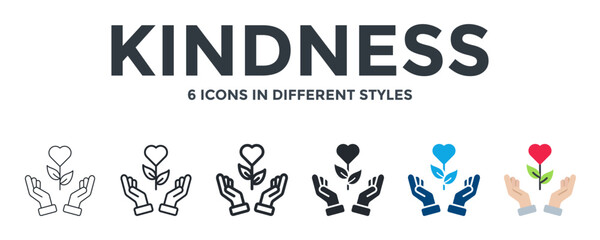 Kindness Icon In Different Style Vector Illustration. Designed In Thin Line, Regular Line, Bold Line, Glyph, Color Fill, And Flat Style Can Be Used For Web