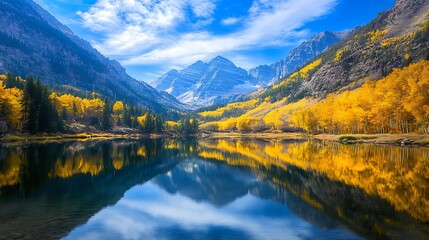 Fototapeta premium A breathtaking panorama of a serene mountain landscape, with rolling hills and a vibrant sky