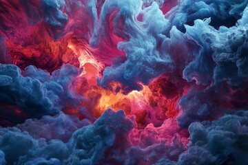 Fototapeta premium Abstract swirling clouds of vibrant blue and red hues