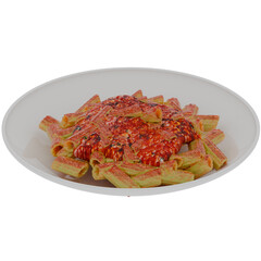 3d render pasta dish with transparent background