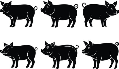 set of pig vector illustration