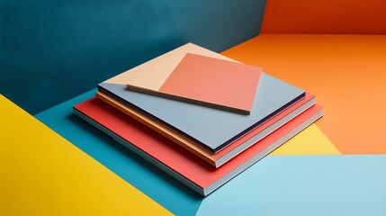 Colorful Books Stacked Against Vibrant Background