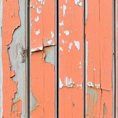Textured Coral Peeling Paint Wooden Wall Background