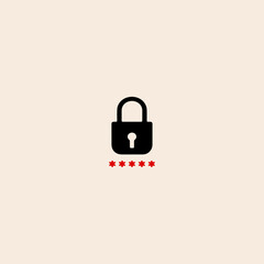 Password lock icon flat vector design.