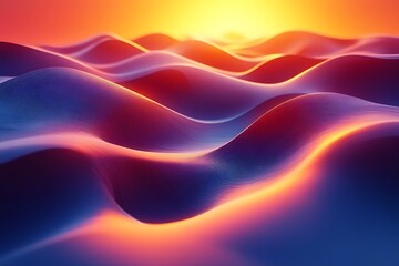 Fototapeta premium Abstract sunset landscape with vibrant colorful waves