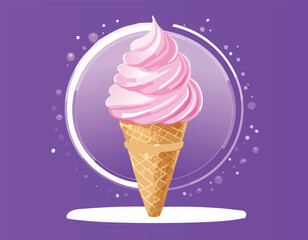 Cartoon ice cream Tasty fruit ice sweet summer, or Assorted Ice Cream Cones with Toppings.