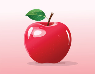 red apple isolated on gradient background.