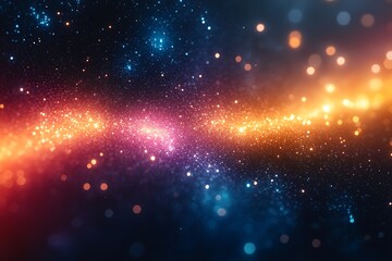 Fototapeta premium Abstract Cosmic Glitter Background With Blue And Orange Hues
