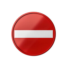A red circular sign featuring a horizontal white bar indicating a prohibition or no entry, Transparent Background.