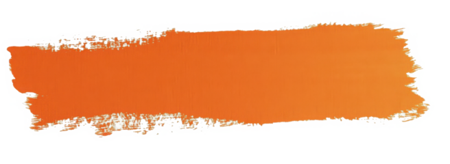 Orange block of paint isolated on transparent background 
