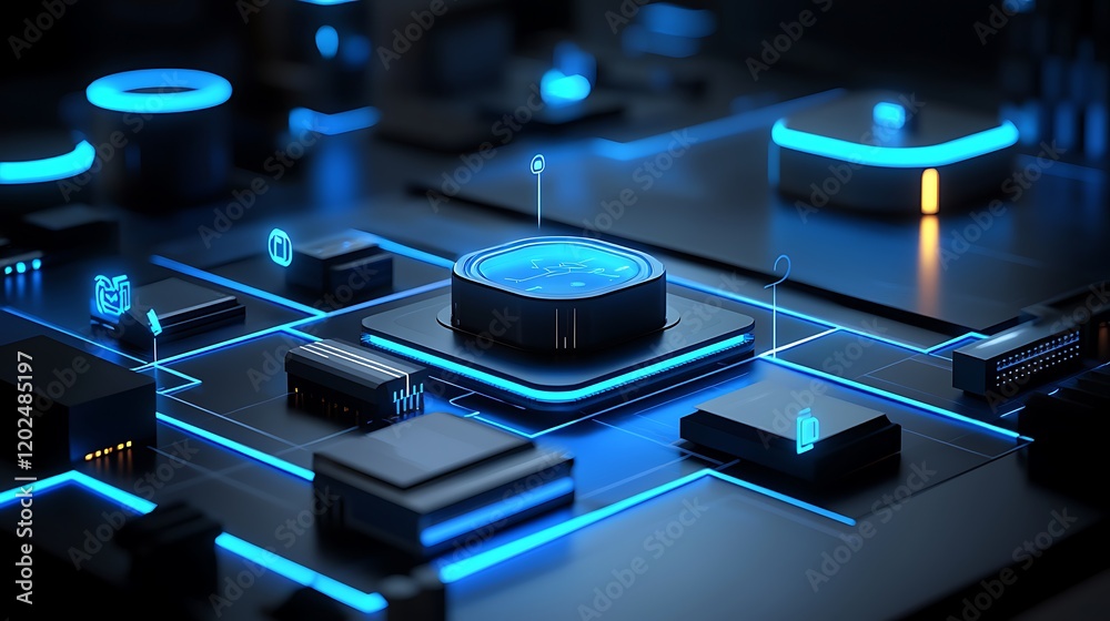 Poster futuristic technology network system data center