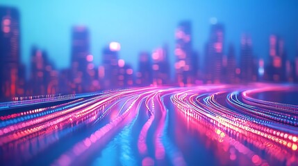 Abstract Cityscape Light Trails at Night