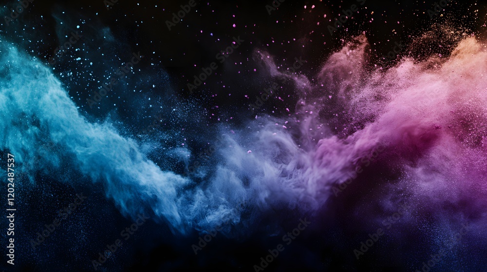 Wall mural exploding colorful powder creates abstract nebula