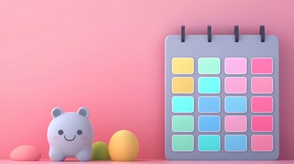 Minimalist Planner Template on Soft Pink Background with Cute Accessories and Colors