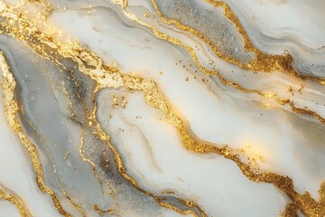 Obraz premium Elegant seamless marble pattern in beige and gray tones with golden accents for sophisticated designs and projects
