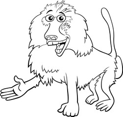 cartoon baboon monkey wild animal character coloring page