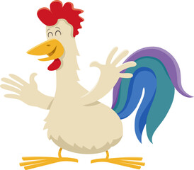 happy cartoon rooster farm animal comic character