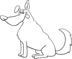 funny cartoon sitting dog animal character coloring page