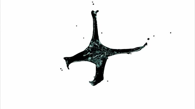 Splashes and movement of liquid, splashes, shine and volume