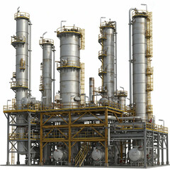 Fototapeta premium Chemistry of oil refinery plant design. AI generated image of an industrial object on a white background for advertising and presentation purposes.