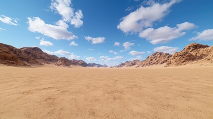 Naklejka premium Desert landscape under a blue sky; travel, background