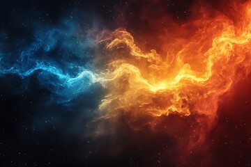 Obraz premium Celestial Fire and Ice Cosmic Nebula Swirling