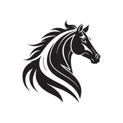 Elegant horse logo silhouette vector line art logo design
