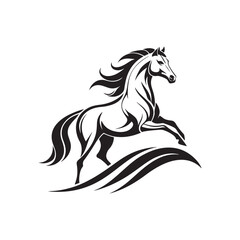 Elegant horse logo silhouette vector line art logo design