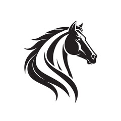 Elegant horse logo silhouette vector line art logo design