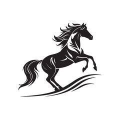 Elegant horse logo silhouette vector line art logo design