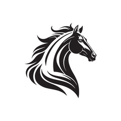 Elegant horse logo silhouette vector line art logo design