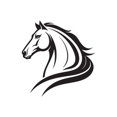 Elegant horse logo silhouette vector line art logo design